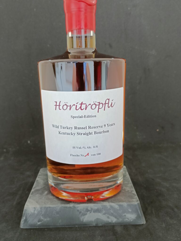 Höritröpfli Fassabfüllung rarität Wilde Turkey Russel Reserve 9 Years Kentucky Straight Bourbon 55 Vol% 0.5l