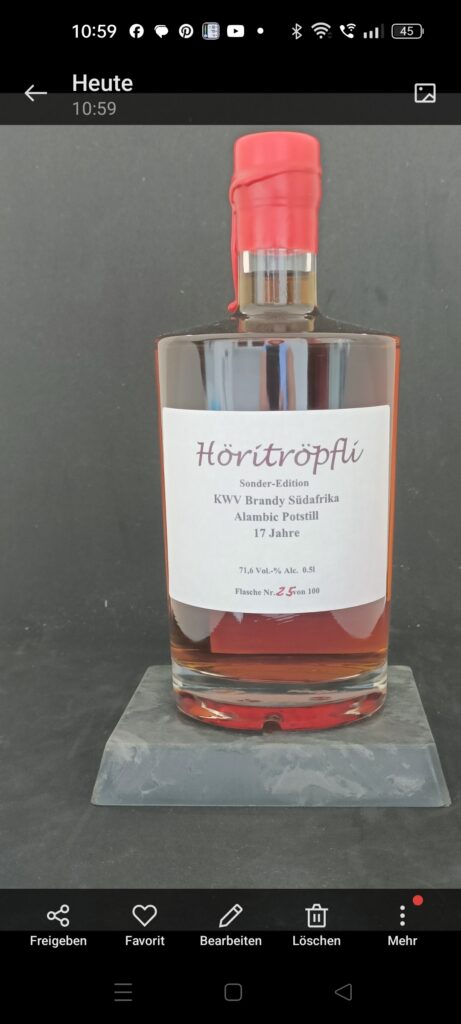 Höritröpfli Fassabfüllung rarität Mauritian Rum Penny Blue 15 Years Single Barrel Cognac 66 Vol% 0.5l