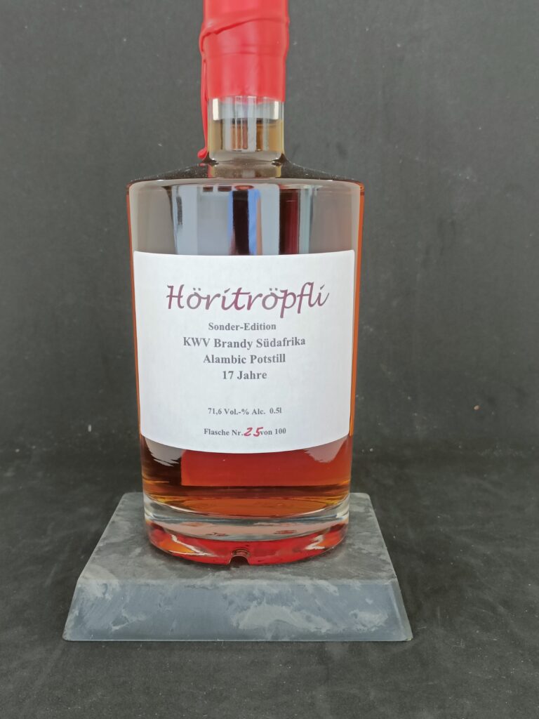 Höritröpfli Fassabfüllung rarität KWV Brandy Südafrika Alambic Potstill 17 Jahre 71.6 Vol % 0.5l